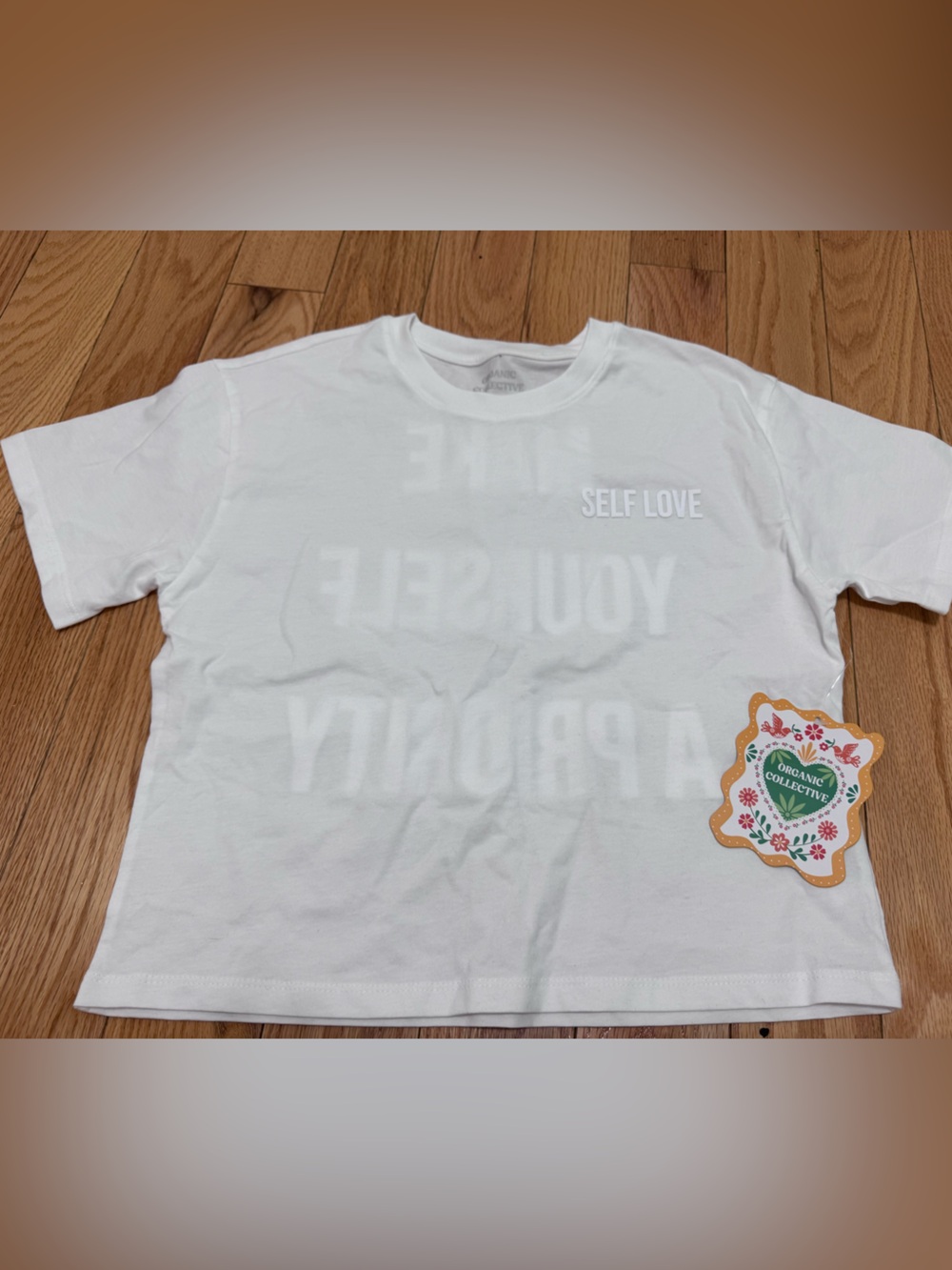 White "Self Love" Short Sleeve Tee for Kids by